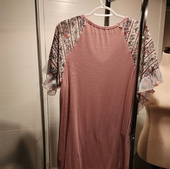 Boho Mauve Top with Sheer Ruffle Sleeves p2p 20 - Picture 5 of 5